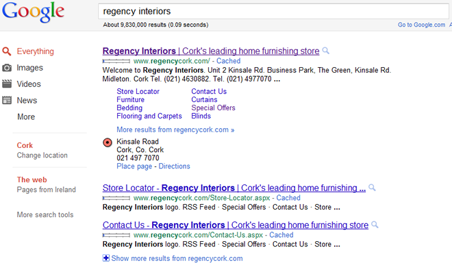 Regency Search Results in Google